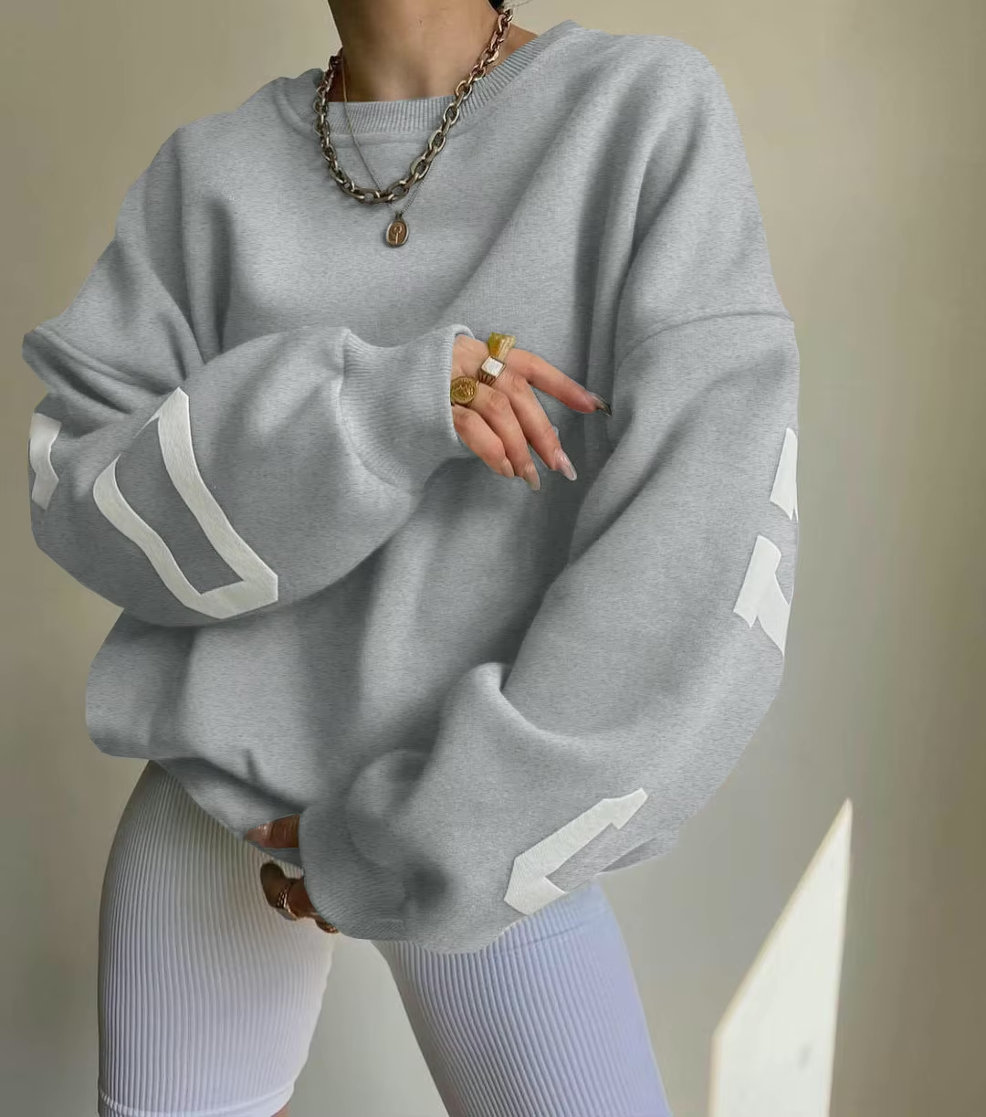 Chicago Print Oversized Sweatshirt – Soft Cotton Blend Streetstyle Jumper