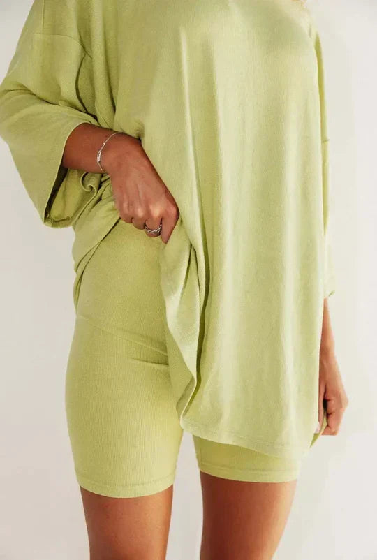 Women's Oversized T-Shirt and Biker Shorts Set