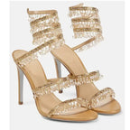Crystal Wrap Heels – Sandals with Wraparound Ankle Strap & Rhinestones