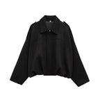 Cropped Suede Look Jacket with Shoulder Epaulettes – Women's Utility Jacket