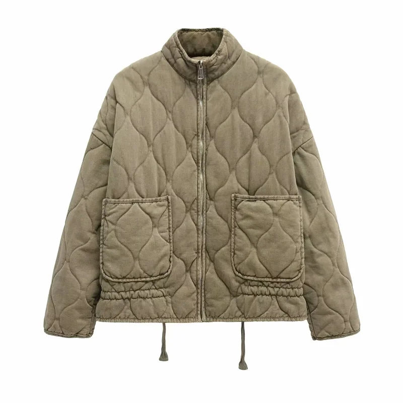 Quilted Everyday Jacket with Pocket Detail & Drawstring Waist
