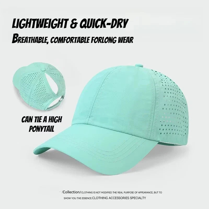 Washed Baseball Cap with Ponytail Opening