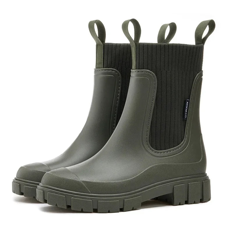 Waterproof Chelsea Rain Boots with Comfort Sole – Women's Wellies
