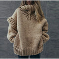Women's Oversized Chunky Knit Turtleneck Sweater with Thick Textured