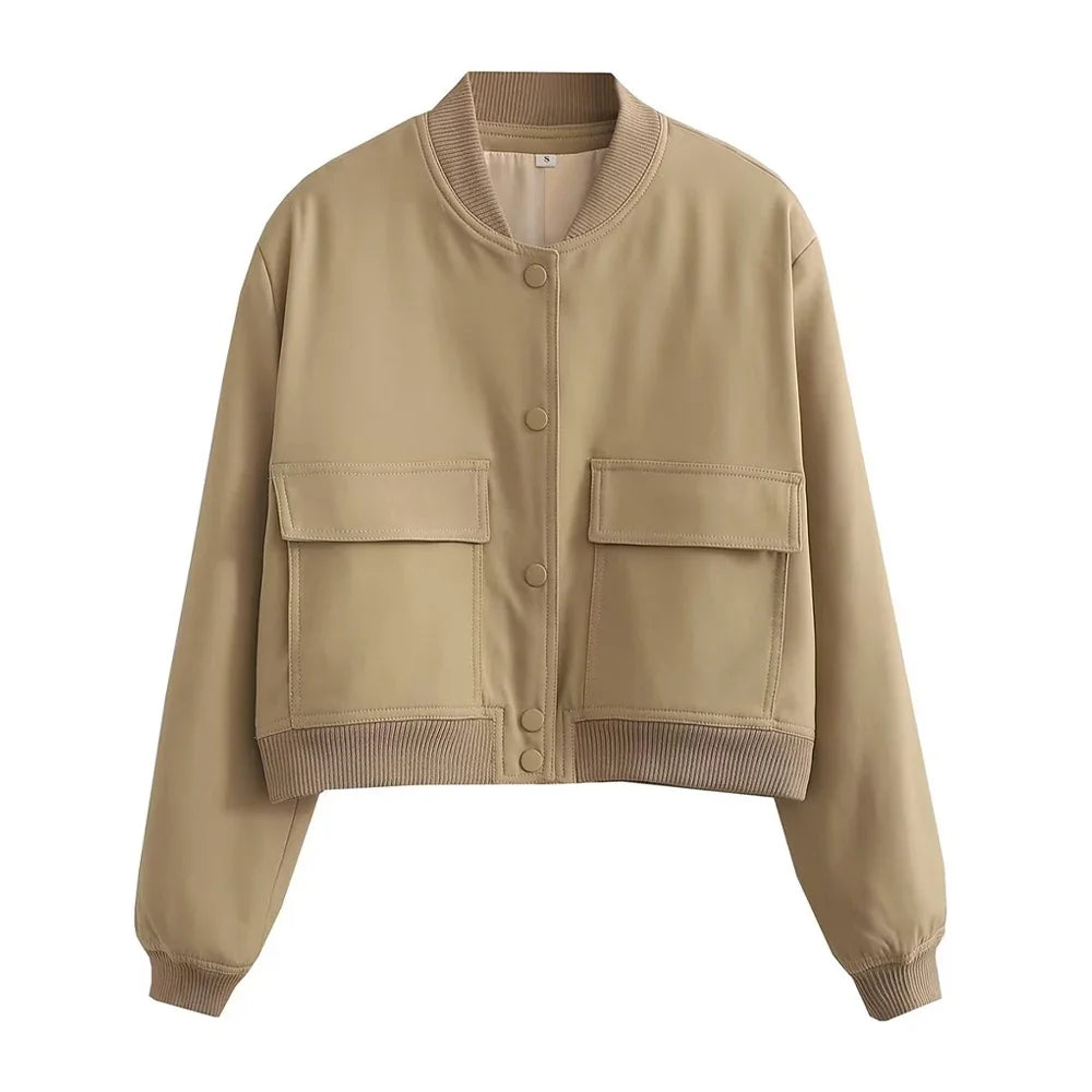Vintage Bomber Jacket – Classic Casual Outerwear with Pockets | Meave & Ivy