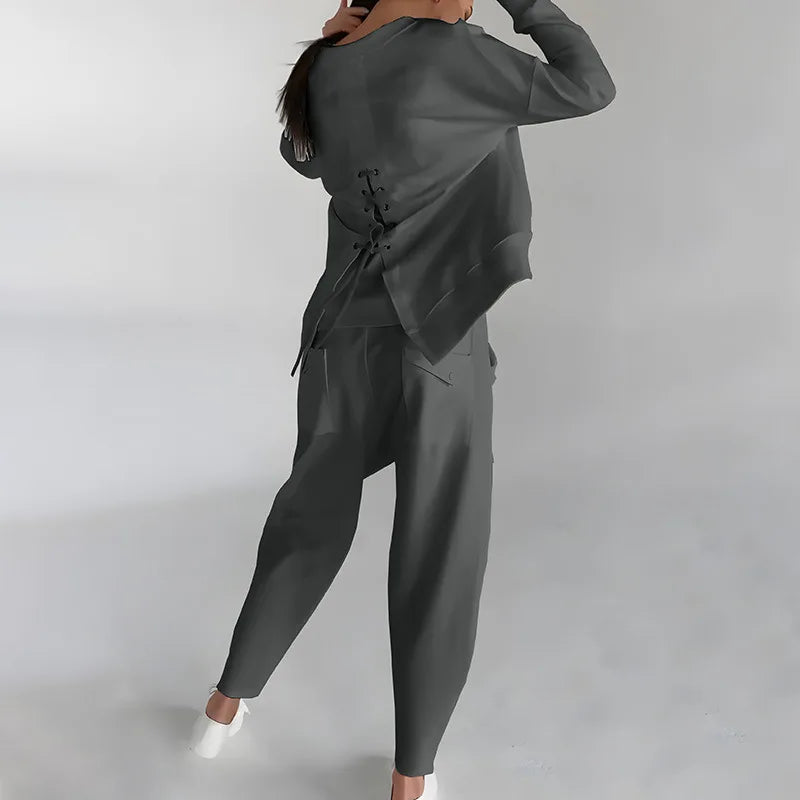 Women's Crew-Neck Sweatshirt and Cargo Jogger Set