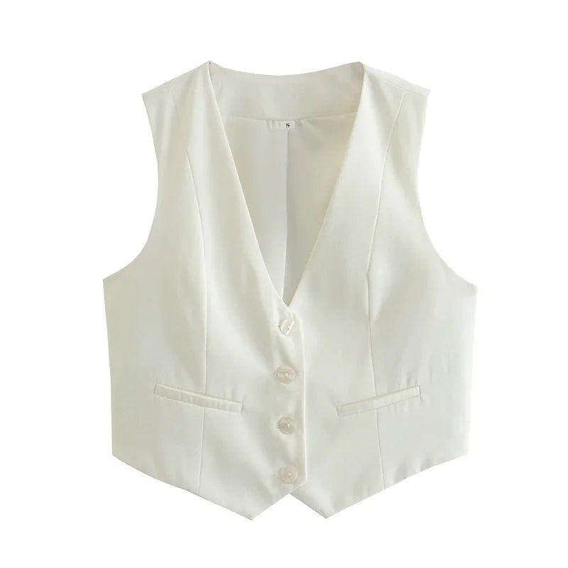 Monochrome Tailored Cropped Vest – Sharp Suiting Essential | Meave & Ivy