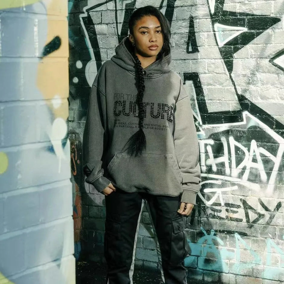 Rhinestone Statement Hoodie – 'For The Culture' Urban Hoodie