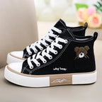White High-Top Canvas Trainer – Classic Flatform Sneaker | Meave & Ivy