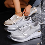 Women's Platform Trainers – Lightweight Everyday Comfort in Gold or Silver