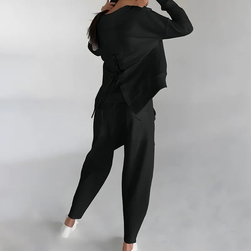 Women's Crew-Neck Sweatshirt and Cargo Jogger Set