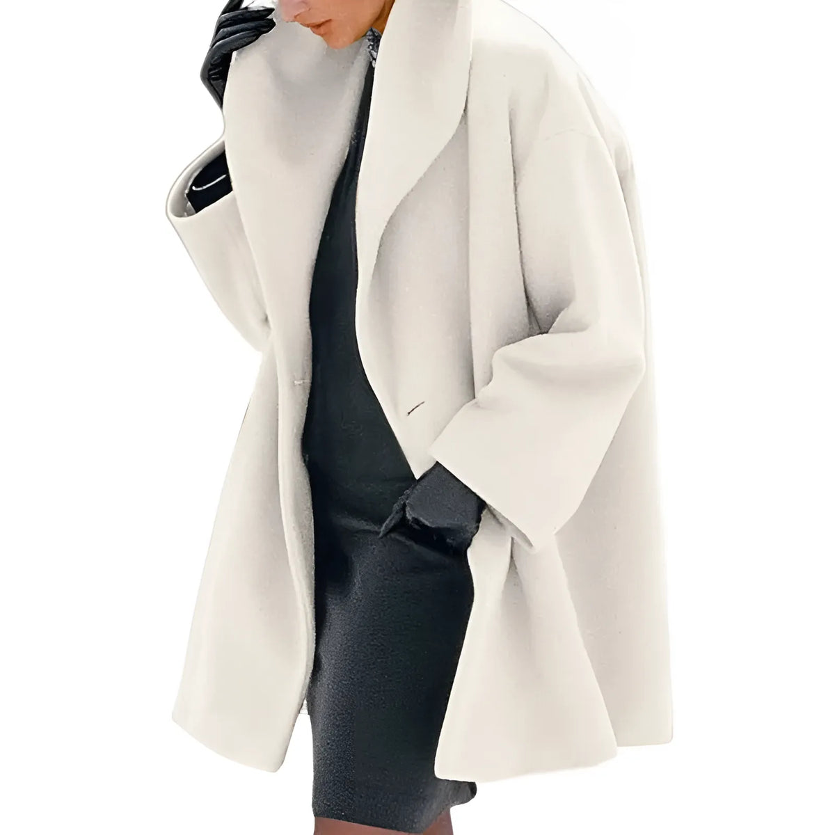 Women's Relaxed Single-Button Blazer with Oversized Draped Lapels