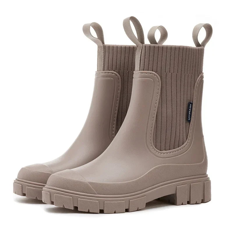 Waterproof Chelsea Rain Boots with Comfort Sole – Women's Wellies