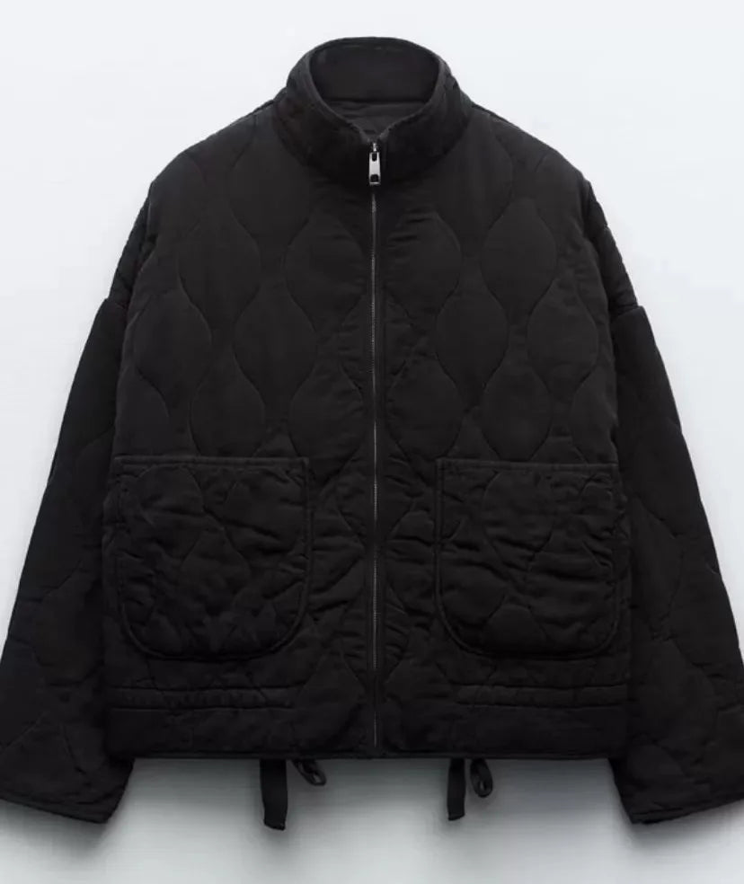 Quilted Everyday Jacket with Pocket Detail & Drawstring Waist