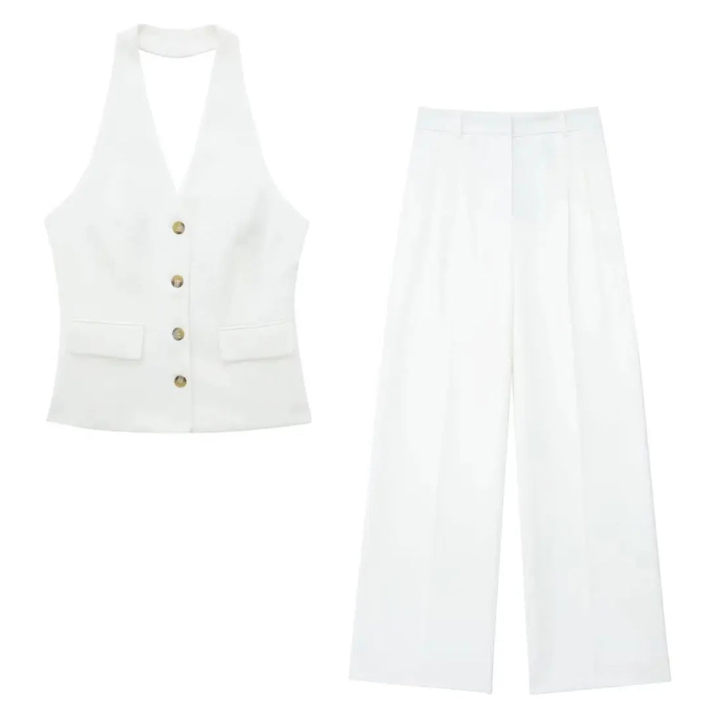 Halter Blazer Vest & Trouser Co-Ord Set – Tailored Suit | Meave & Ivy