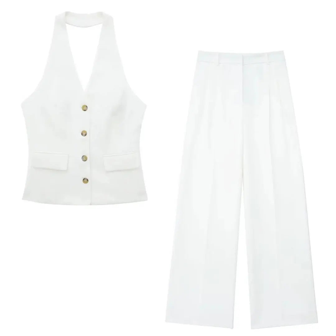 Halter Blazer Vest & Trouser Co-Ord Set – Tailored Suit | Meave & Ivy