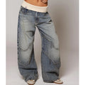 Women's Baggy Wide Leg Jeans with Rib Waistband – Streetstyle Jeans
