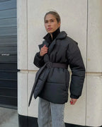Belted Puffer Jacket – Waist-Defining Winter Warmth