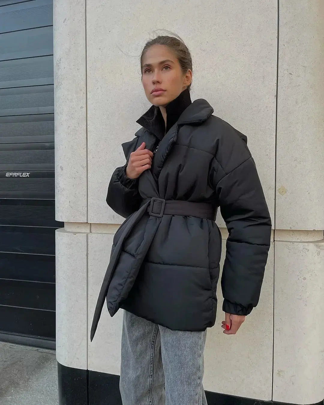 Belted Puffer Jacket – Waist-Defining Winter Warmth