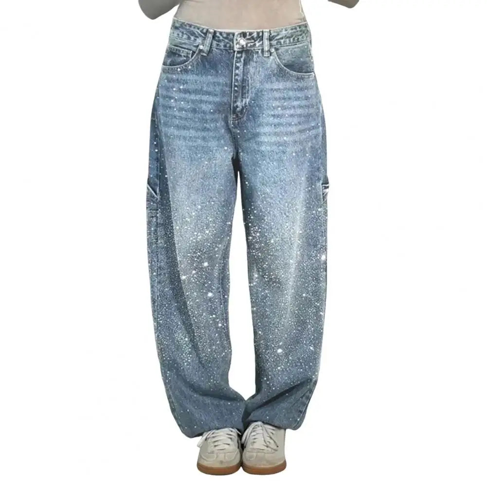 Embellished Wide-Leg Jeans – Sparkling High-Waist Denim | Meave & Ivy