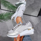 Women's Platform Trainers – Lightweight Everyday Comfort in Gold or Silver