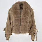 Women's faux fur-Trimmed Knitted Cardigan