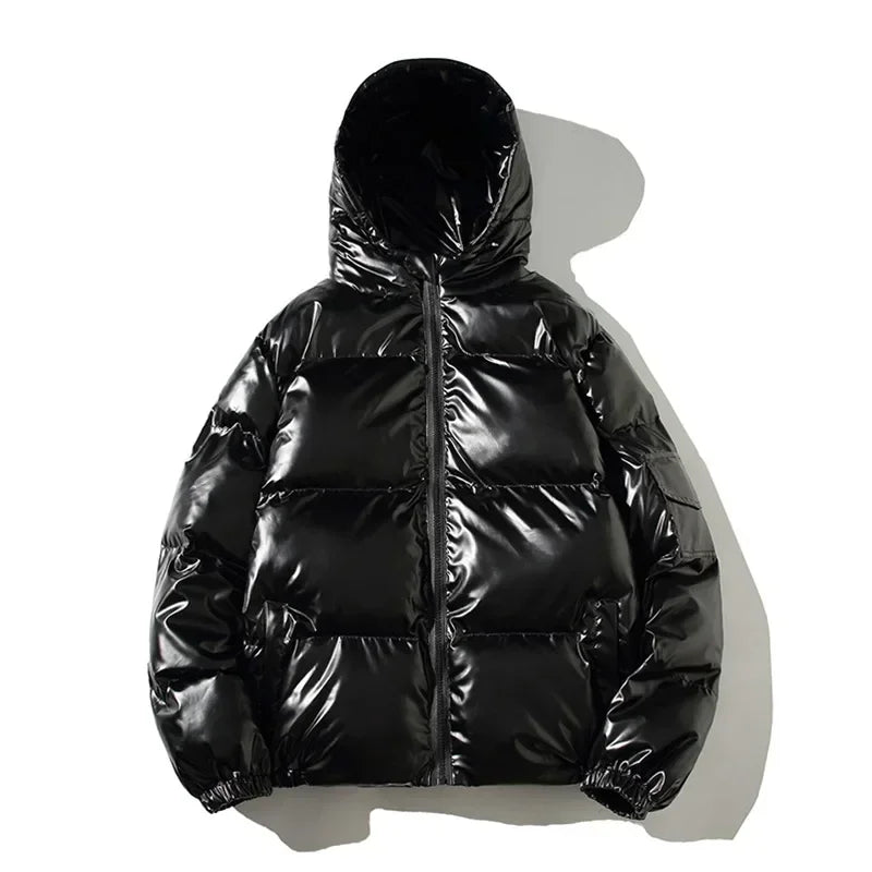 Women's High-Shine Puffer Winter Jacket – Quilted Zip-Up Insulated