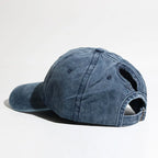 Washed Baseball Cap with Ponytail Opening