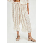 Lace-Patchwork Cropped Bloomers with Drawstring Waist