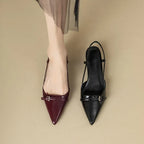 Patent Leather Slingback Sandal – Pointed Mid-Heel | Meave & Ivy
