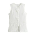 Sleeveless Tailored Vest – Summer Suiting Button Waistcoat | Meave & Ivy