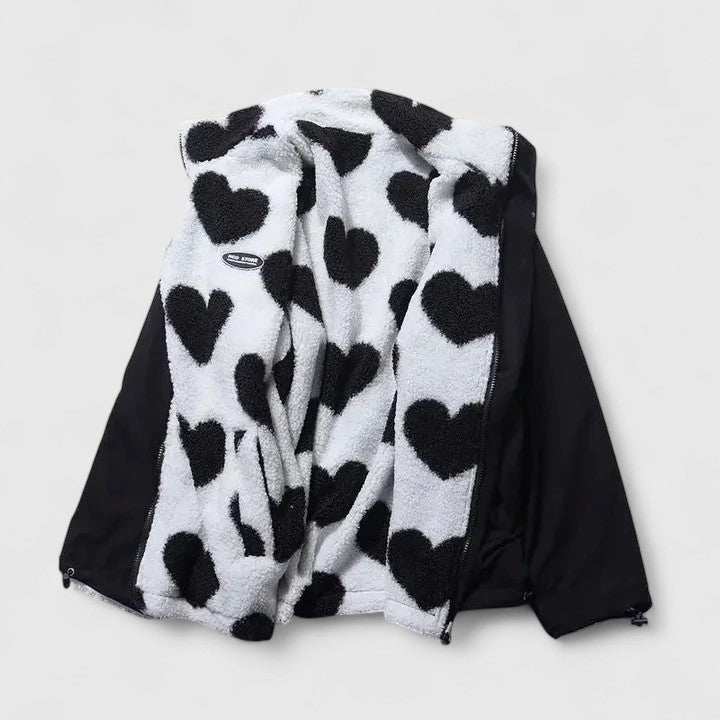 Women's Jacket – Warm Elegant Layering in Black White or Blue White