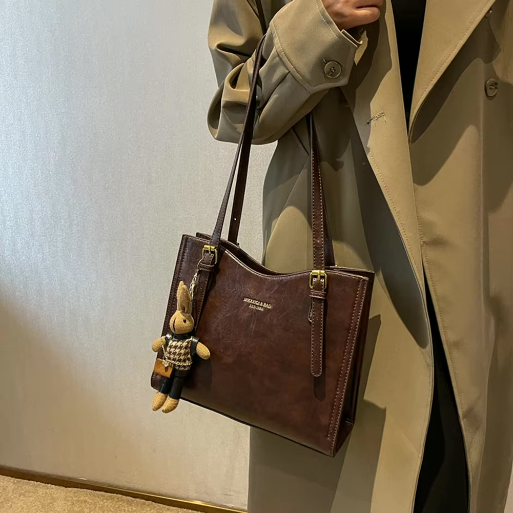 Women's Tote Bag with Bunny Charm – Spacious Everyday Shoulder Bag