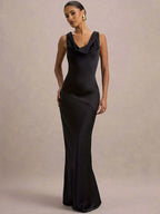 Satin Sleeveless Bodycon Maxi Dress – Elegant Evening Gown | Meave & Ivy