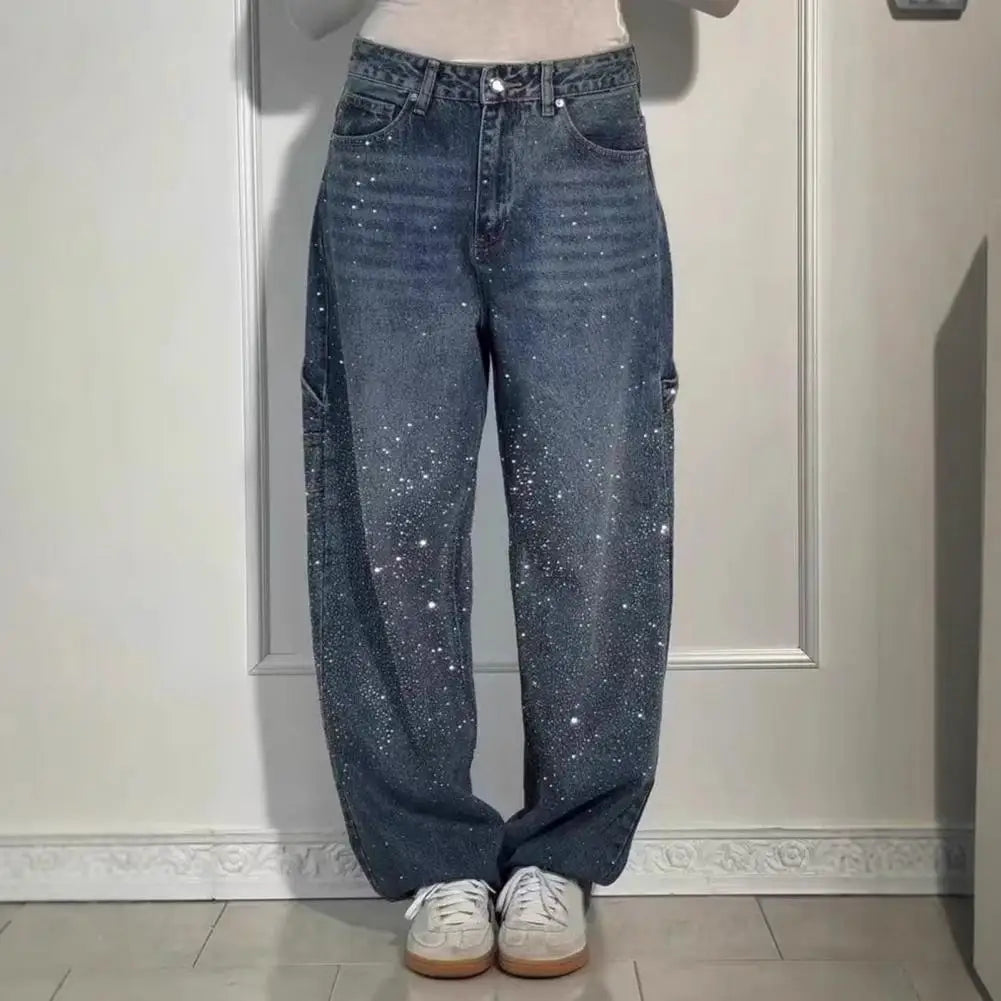Embellished Wide-Leg Jeans – Sparkling High-Waist Denim | Meave & Ivy