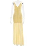 Yellow Patchwork Maxi Dress – V-Neck Backless Summer Gown | Meave & Ivy