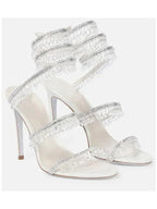 Crystal Wrap Heels – Sandals with Wraparound Ankle Strap & Rhinestones