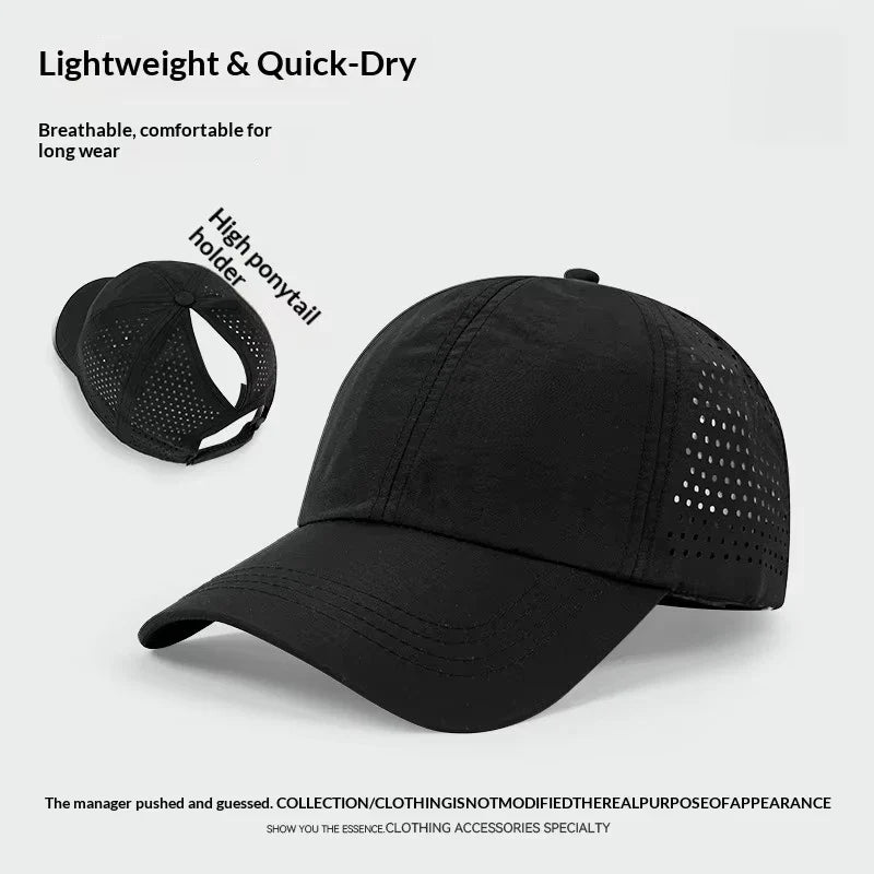 Washed Baseball Cap with Ponytail Opening