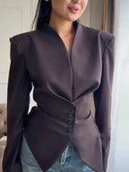 Ivory Pleated Blazer Jacket – Elegant Lace-Up Tailoring | Meave & Ivy