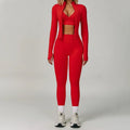 Women's Seamless Three-Piece Activewear Set with Zip-Up Jacket and High