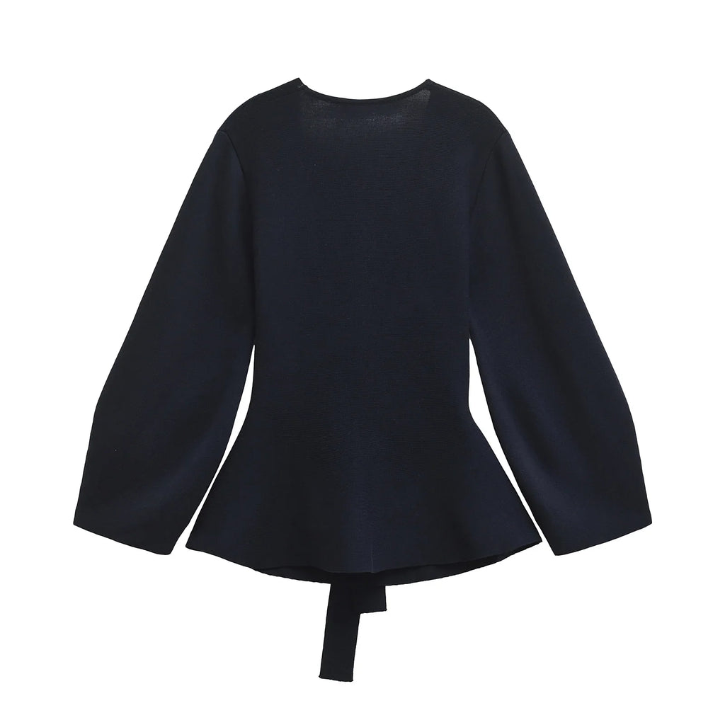 Shoulder-Pad Knit Blazer – Sculptural Belted Statement Jacket | Meave & Ivy