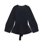Shoulder-Pad Knit Blazer – Sculptural Belted Statement Jacket | Meave & Ivy