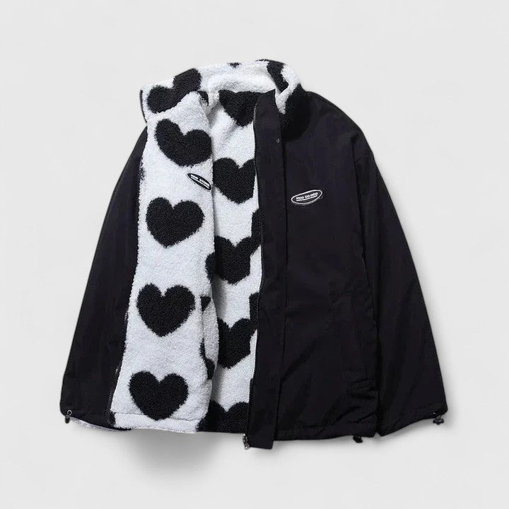 Women's Jacket – Warm Elegant Layering in Black White or Blue White
