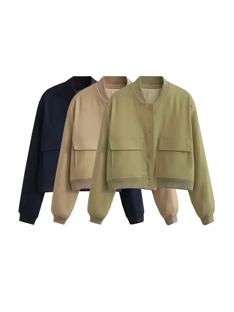 Vintage Bomber Jacket – Classic Casual Outerwear with Pockets | Meave & Ivy