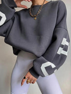 Chicago Print Oversized Sweatshirt – Soft Cotton Blend Streetstyle Jumper
