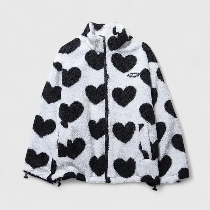 Women's Jacket – Warm Elegant Layering in Black White or Blue White