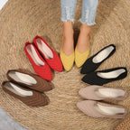 Breathable Knit Ballet Flats with Stretch & Comfort Sole – Pointed Toe Flats