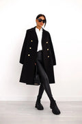 Double-Faced Wool-Blend Coat – Classic Button Design