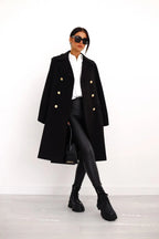 Double-Faced Wool-Blend Coat – Classic Button Design