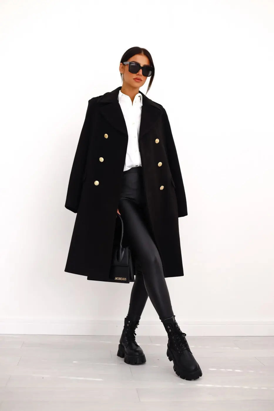 Double-Faced Wool-Blend Coat – Classic Button Design